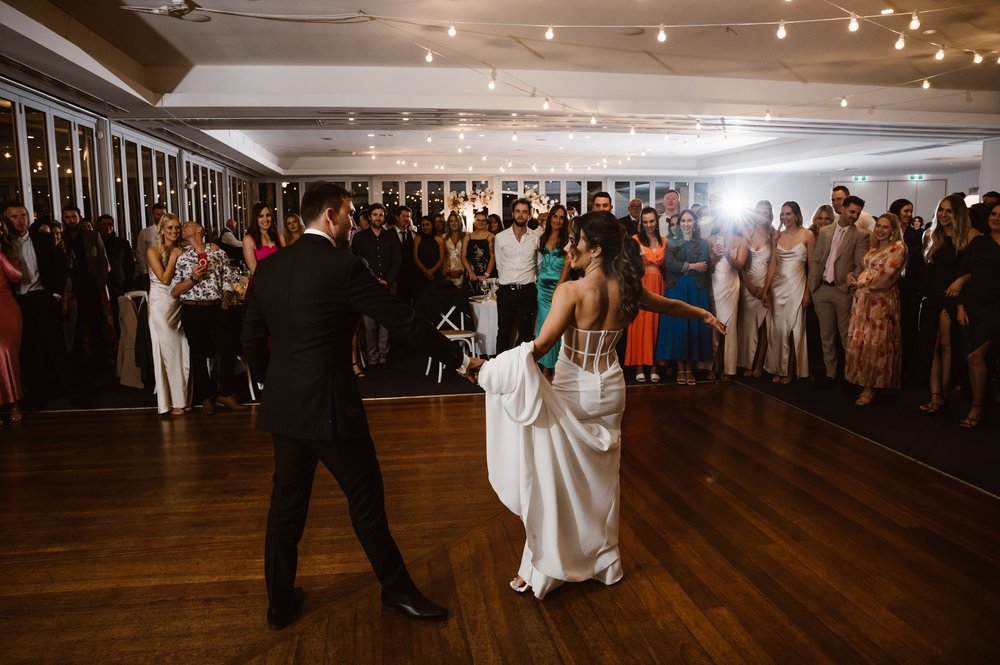 Couple dancing at their reception